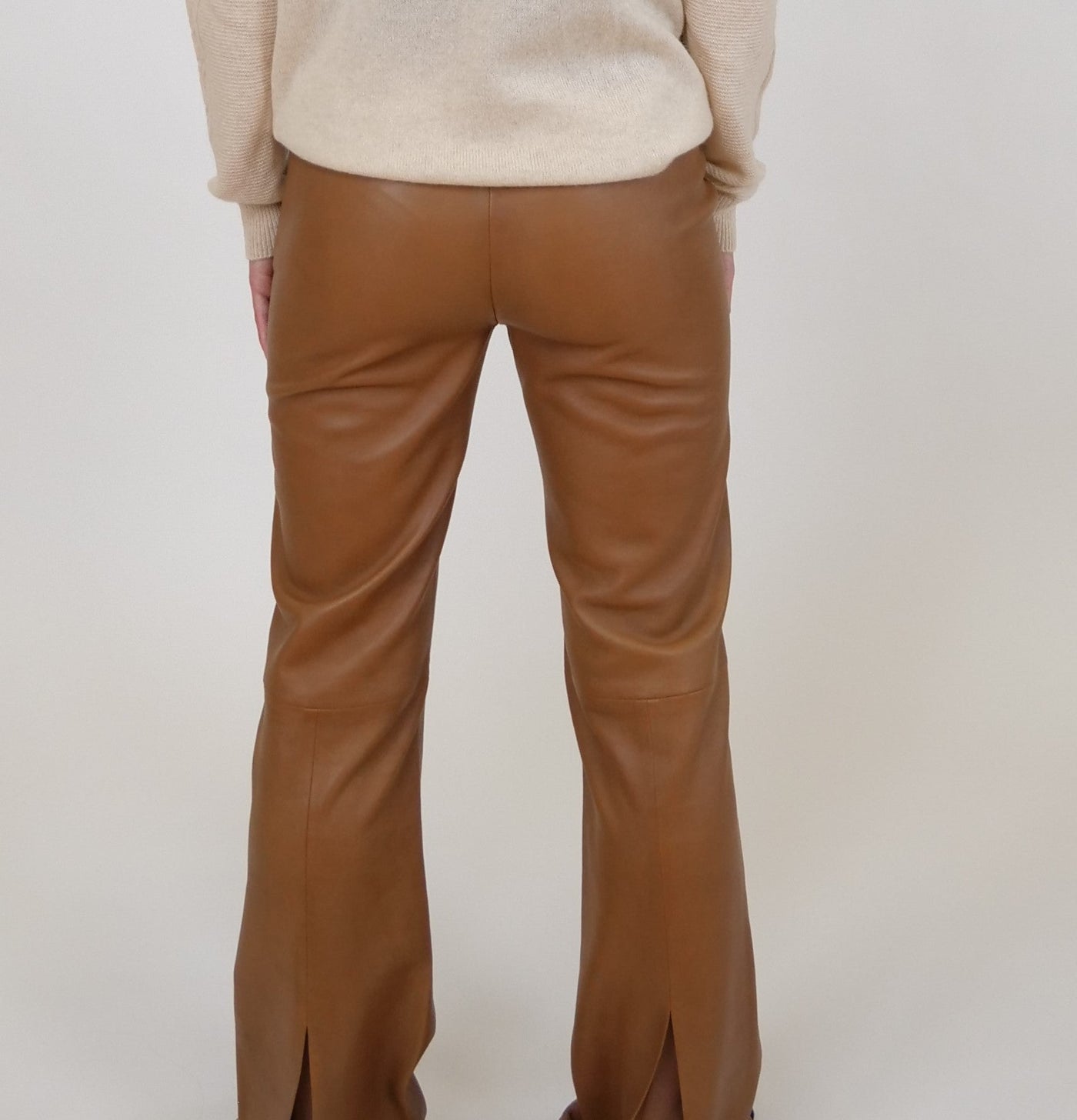 Kathleen Trousers - Lamb Dior Bonded Leather-Women - Caramel