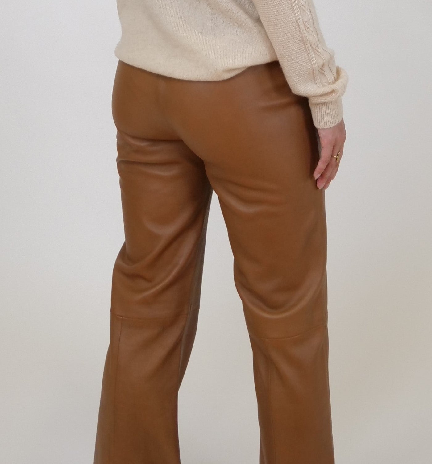 Kathleen Trousers - Lamb Dior Bonded Leather-Women - Caramel