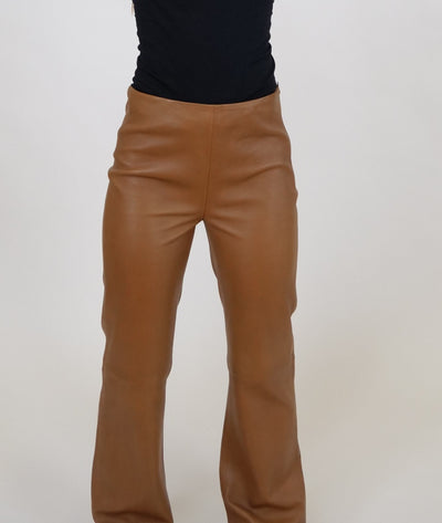 Kathleen Trousers - Lamb Dior Bonded Leather-Women - Caramel