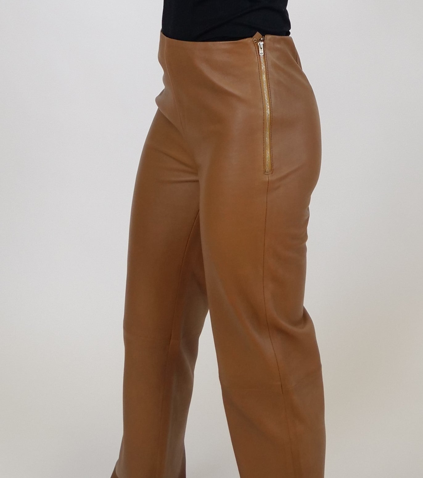 Kathleen Trousers - Lamb Dior Bonded Leather-Women - Caramel