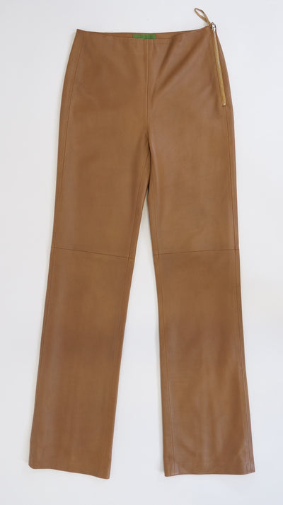 Kathleen Trousers - Lamb Dior Bonded Leather-Women - Caramel