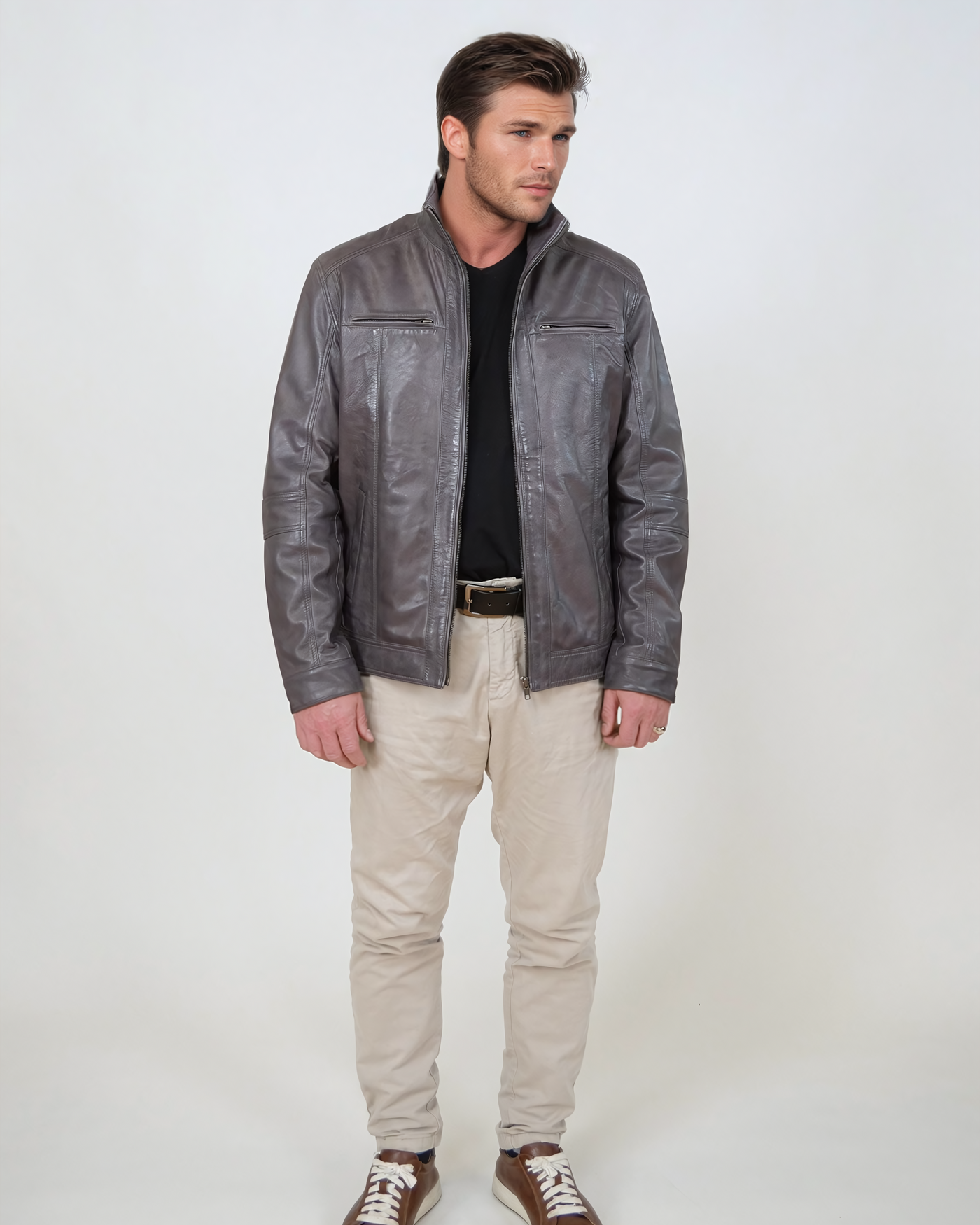 Marlow - Lamb Polish Nappa Leather -Man - Grey