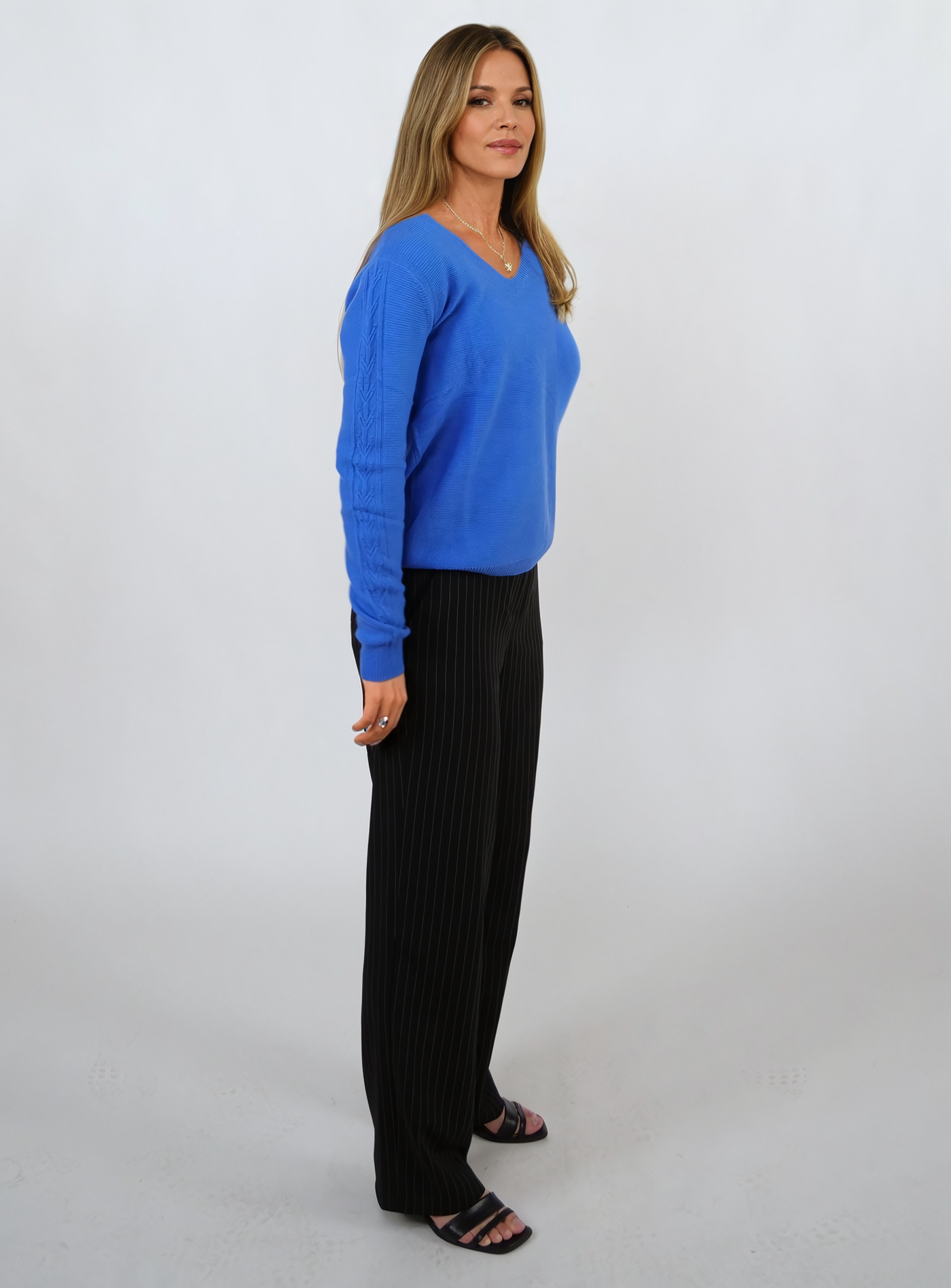 MK1 V-Neck Womens Sweater - 100% Pure Cashmere - Women - Navy Blue