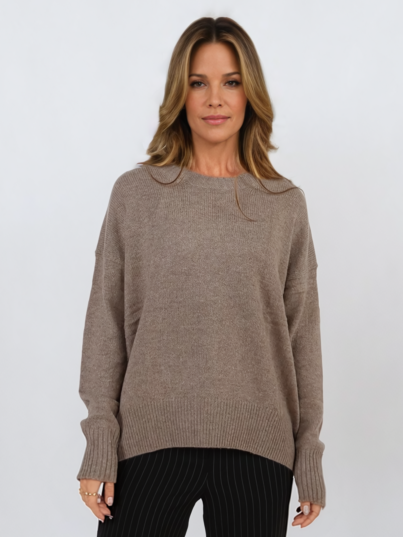 SY-23050 Womens Sweater - 100% Pure Cashmere - Women - Dark Coffee Camel