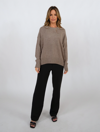 SY-23050 Womens Sweater - 100% Pure Cashmere - Women - Dark Coffee Camel