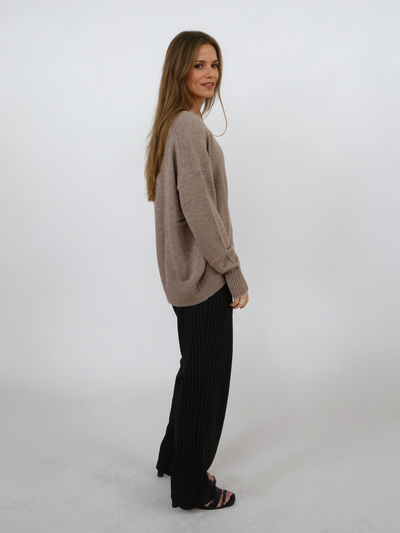 SY-23050 Womens Sweater - 100% Pure Cashmere - Women - Dark Coffee Camel