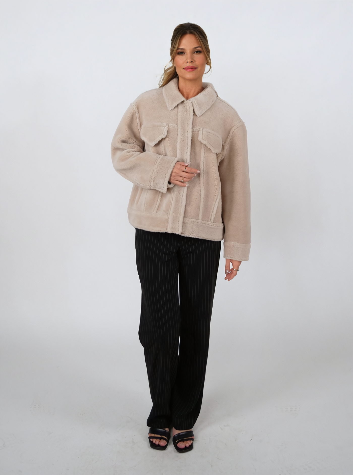 Ivelyne, 57 cm. - Collar - Air Wool - Women - Beige