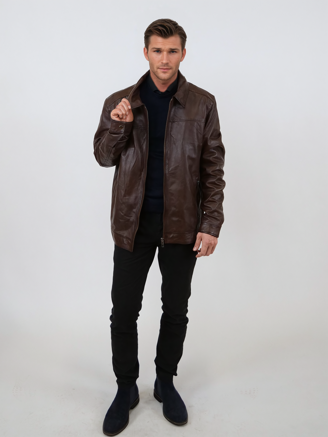 Ilirio, 70 cm. - Sheep Leather - Man - Cherry Brown – Levinskyfurs