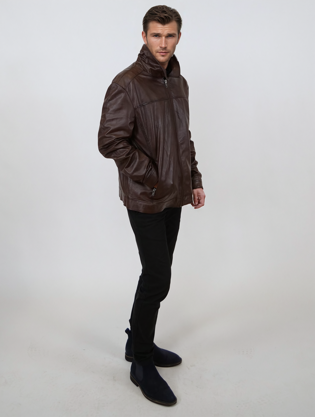 Ilirio, 70 cm. - Sheep Leather - Man - Cherry Brown – Levinskyfurs