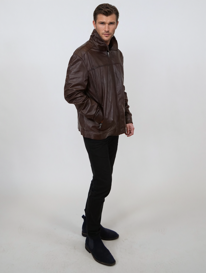 Ilirio, 70 cm. - Sheep Leather - Man - Cherry Brown – Levinskyfurs