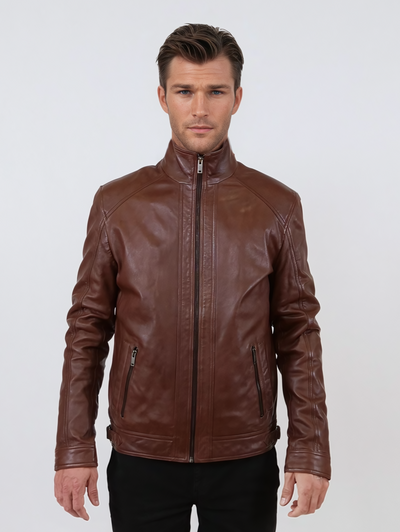 Leon, 68 cm. - Lamb Polish Nappa Leather -Man - Copper Brown