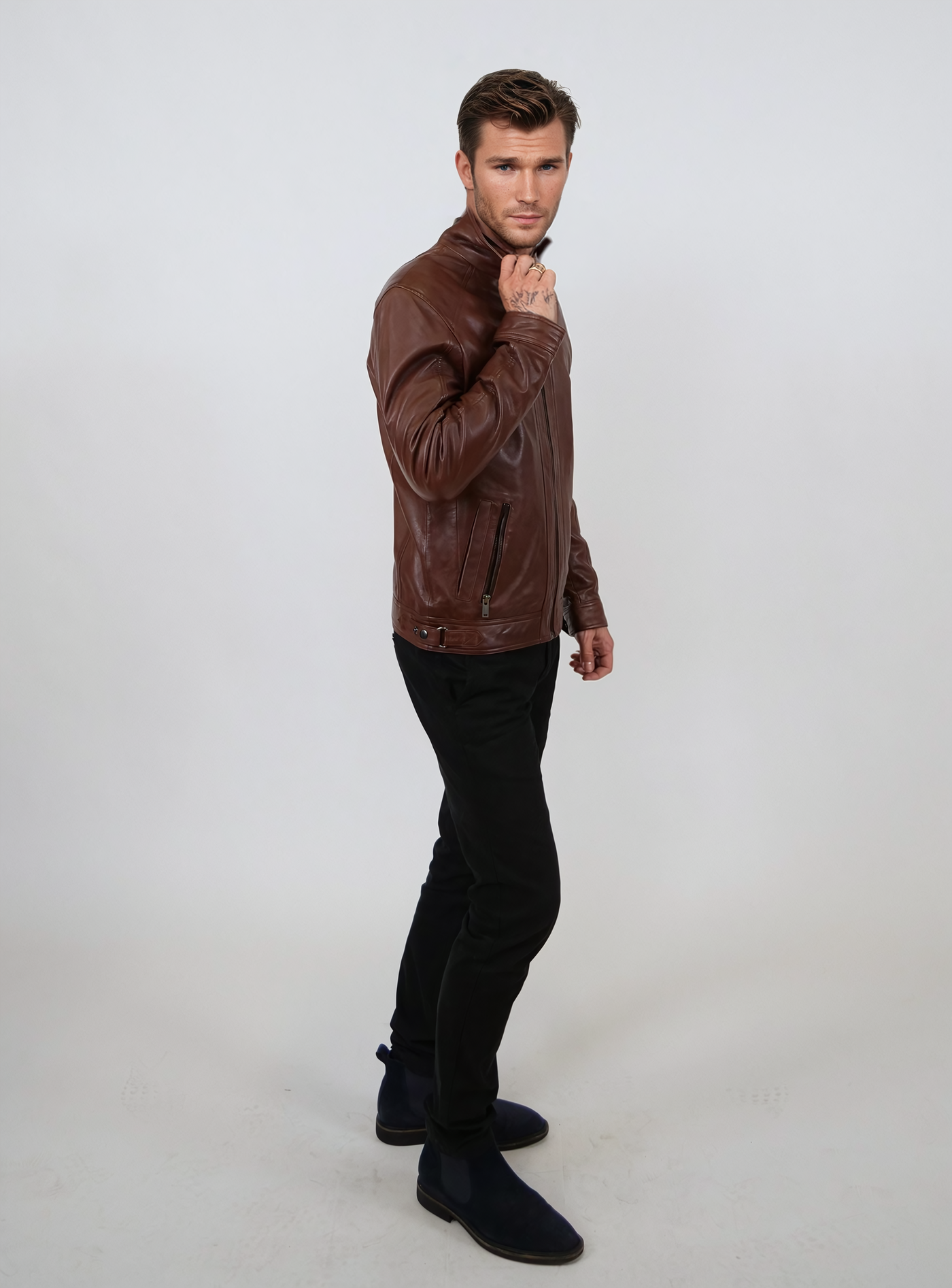 Leon, 68 cm. - Lamb Polish Nappa Leather -Man - Copper Brown