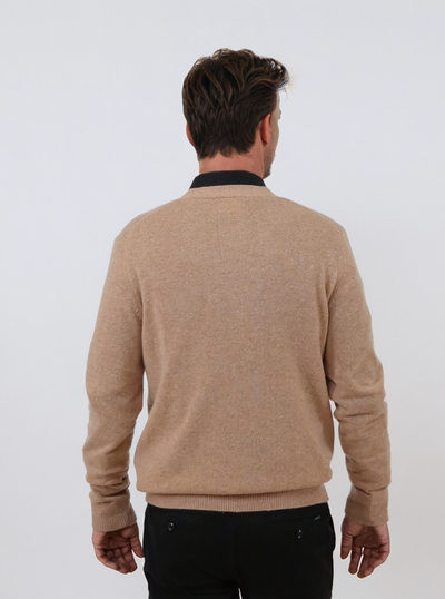 SY-24CA-105-9 Mens Cardigan - 100% Pure Cashmere - Men - Camel