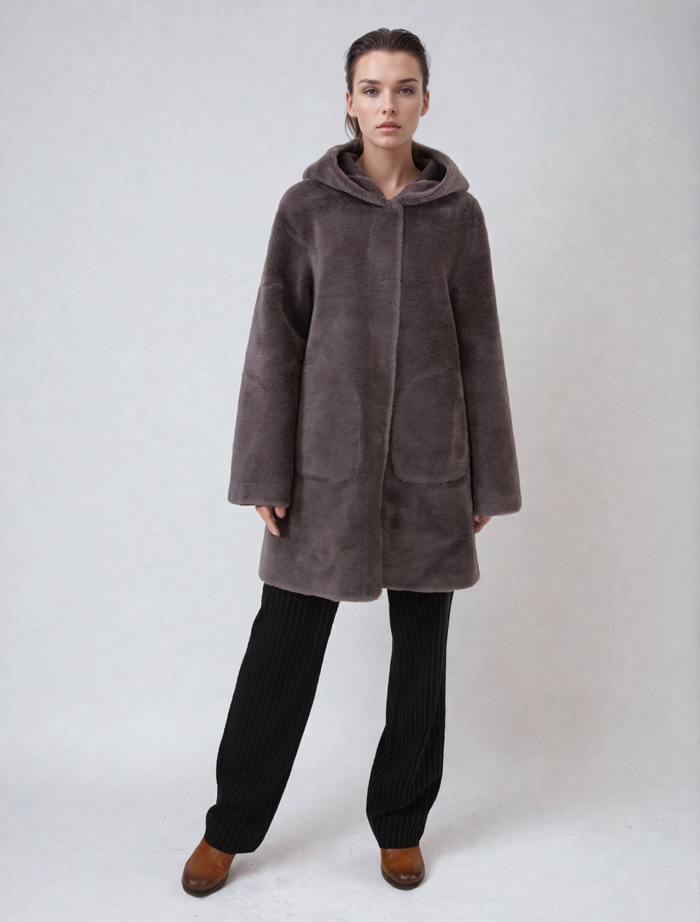 Fernana, 85cm - Hood - Air Wool - Women - Brown