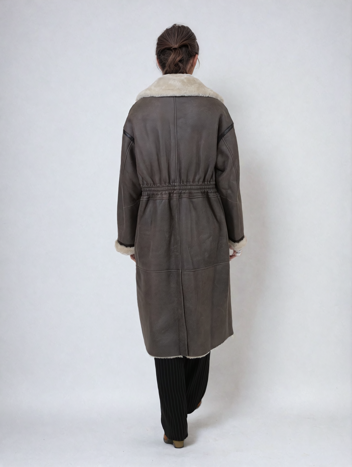 Hone, 110 cm. - Collar - Nappa Lamb Crack Washed -Women - Brown