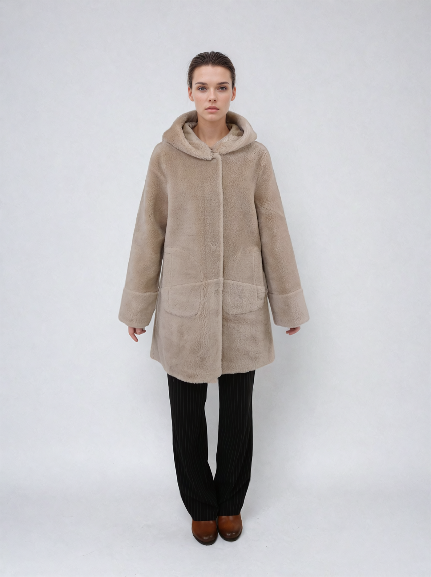 Fernandina, 85cm - Hood - Air Wool - Women - Light Camel