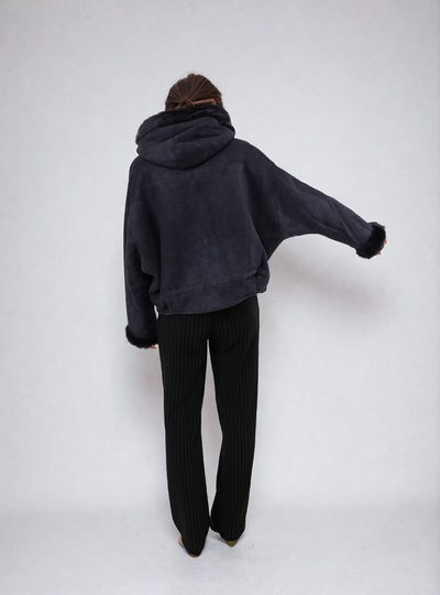 Hosana-B, 61 cm. - Hood - Suede Lamb - Women - Segred Grey