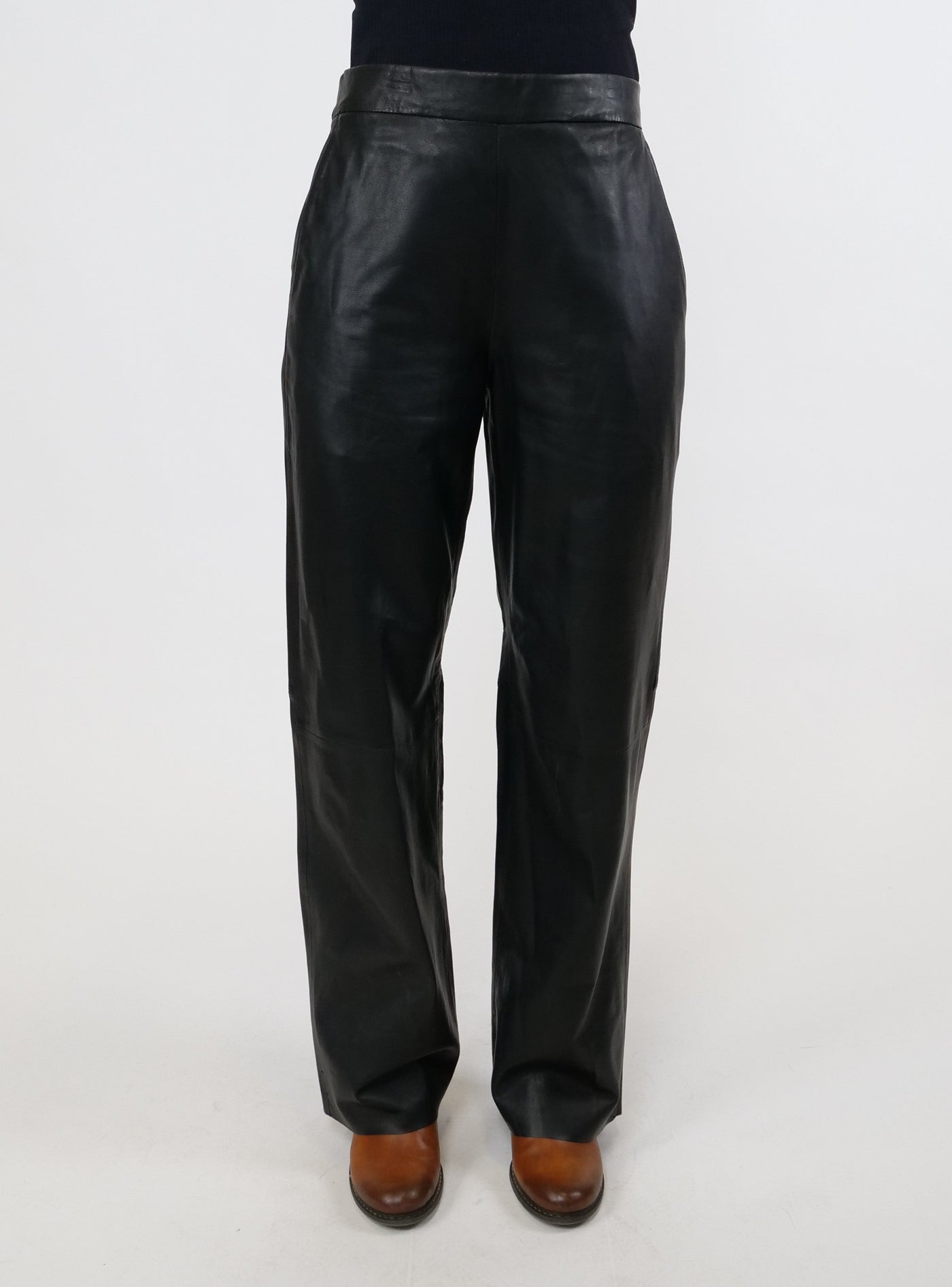 PS-68  Trousers - Lamb Leather - Women - Black