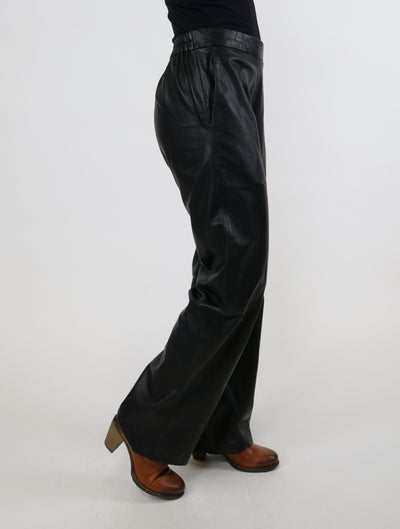 PS-68  Trousers - Lamb Leather - Women - Black