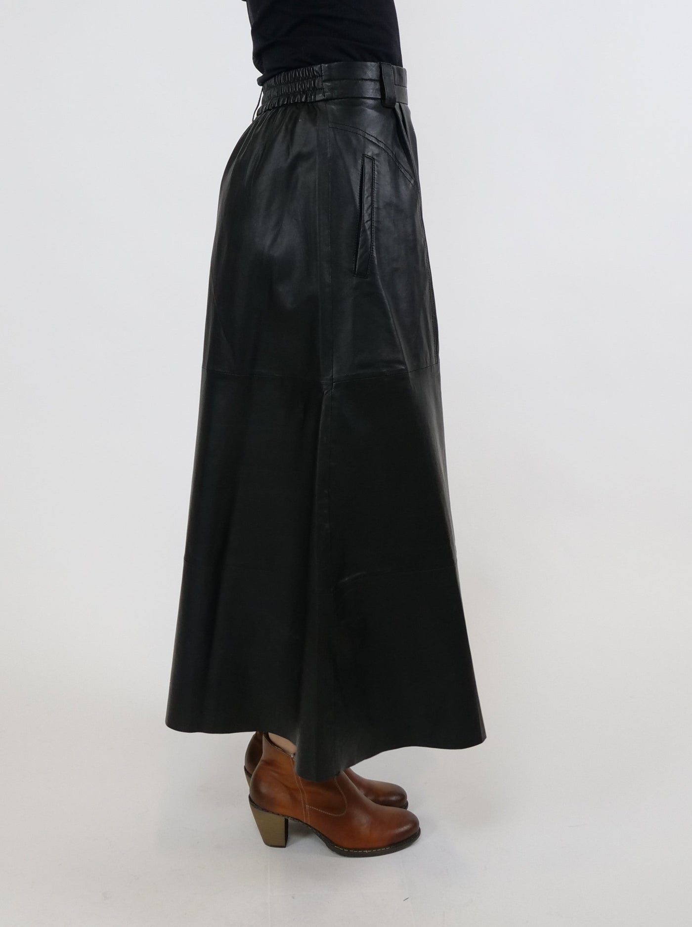 New Lummy Skirt, 88 cm. - Lamb Leather - Women - Black