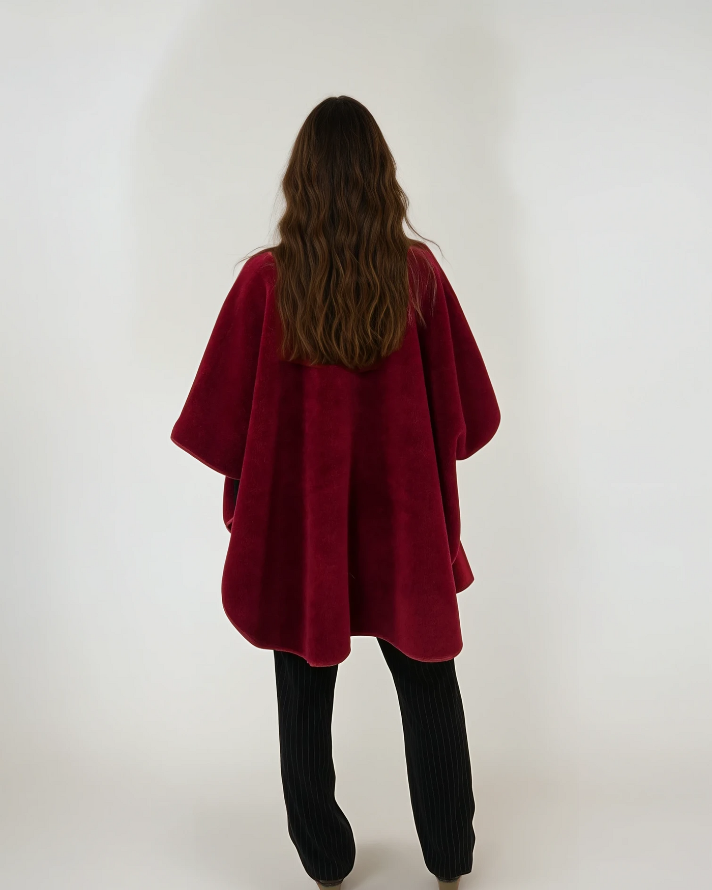 Inaya Poncho, 80 cm. - Air Wool - Women - Red
