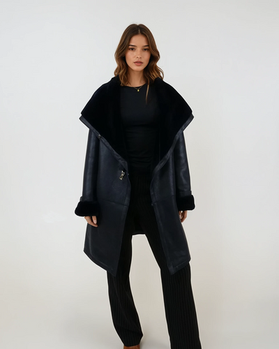 969, 90 cm. - Hood - Nappa Lamb Crack - Women - Navy
