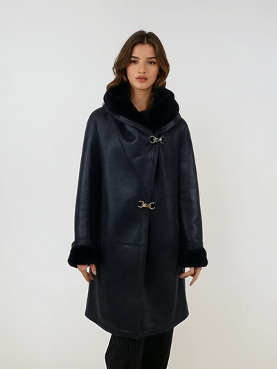 969, 90 cm. - Hood - Nappa Lamb Crack - Women - Navy