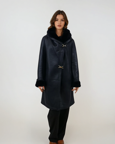 969, 90 cm. - Hood - Nappa Lamb Crack - Women - Navy