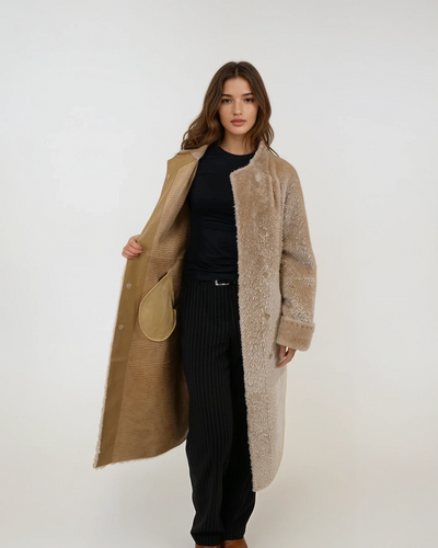 Issac, 110 cm. - Lamb Straight Hair - Women - Beige