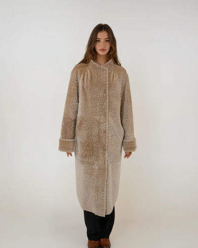 Issac, 110 cm. - Lamb Straight Hair - Women - Beige