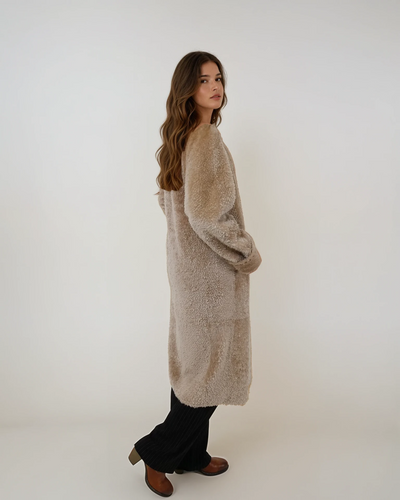 Issac, 110 cm. - Lamb Straight Hair - Women - Beige