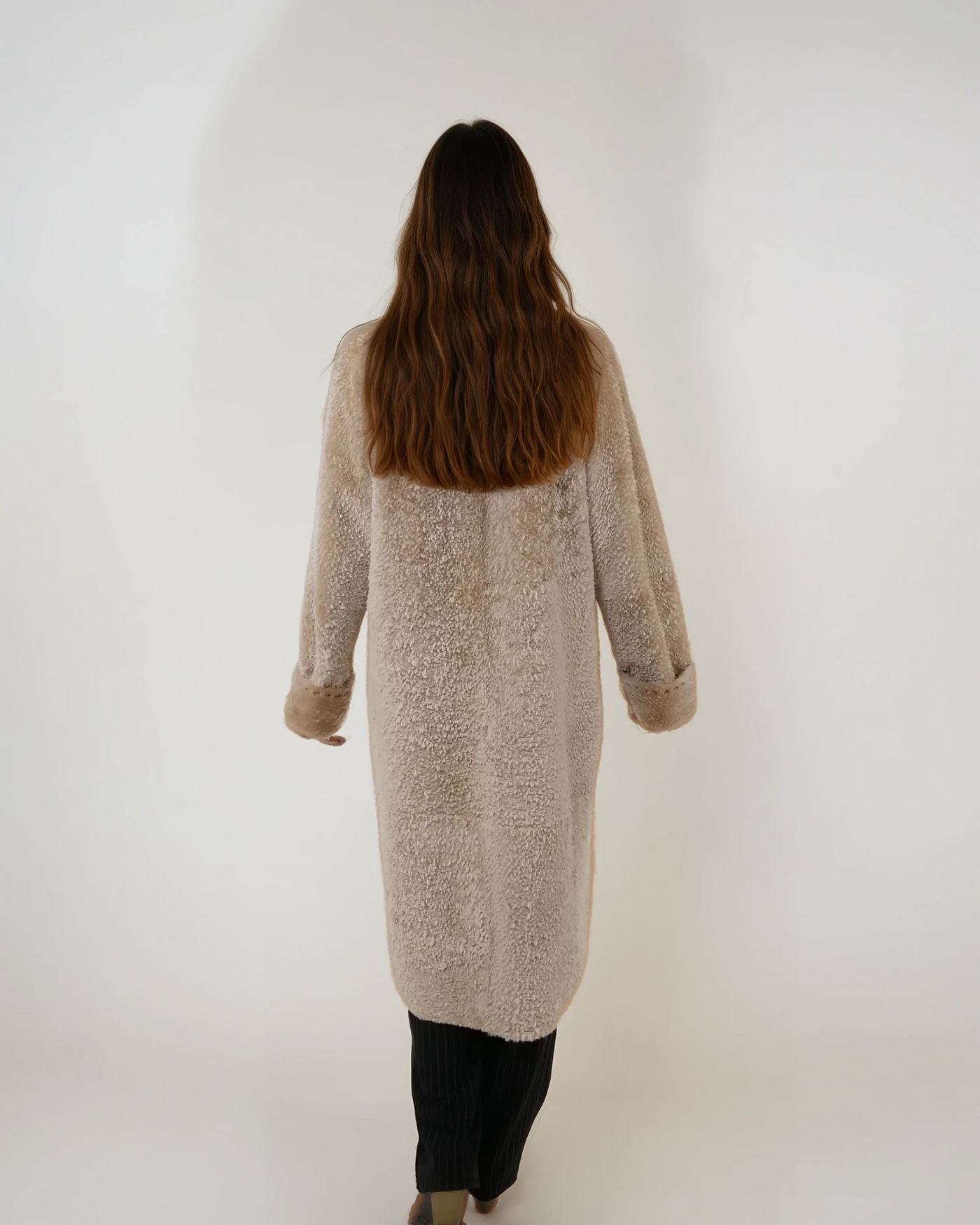 Issac, 110 cm. - Lamb Straight Hair - Women - Beige