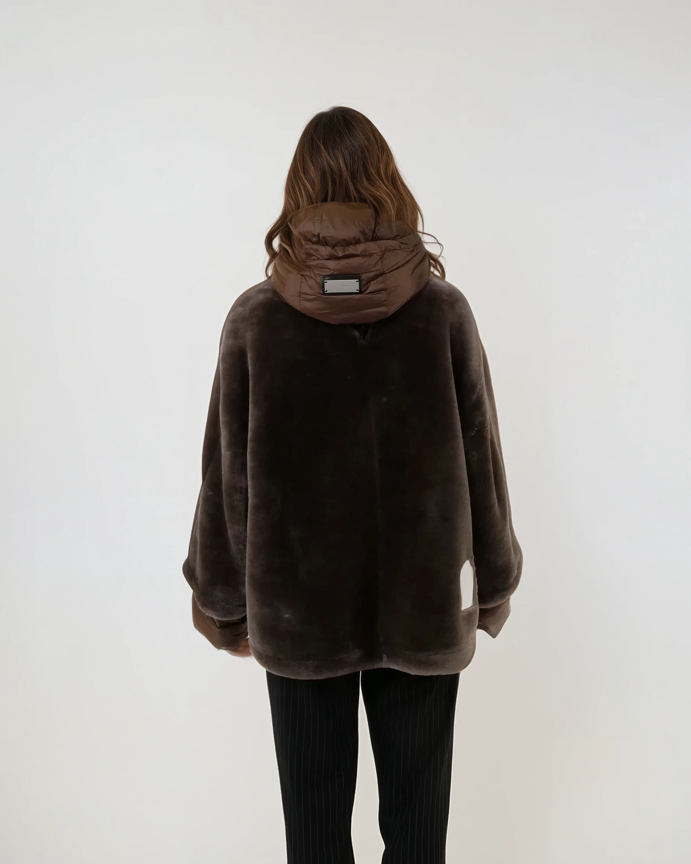Idane, 69 cm. - Hood - Lamb Straight Hair - Women - Brown