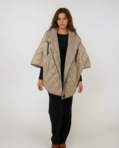Iseult Poncho, 76 cm. - Textile - Women - Camel