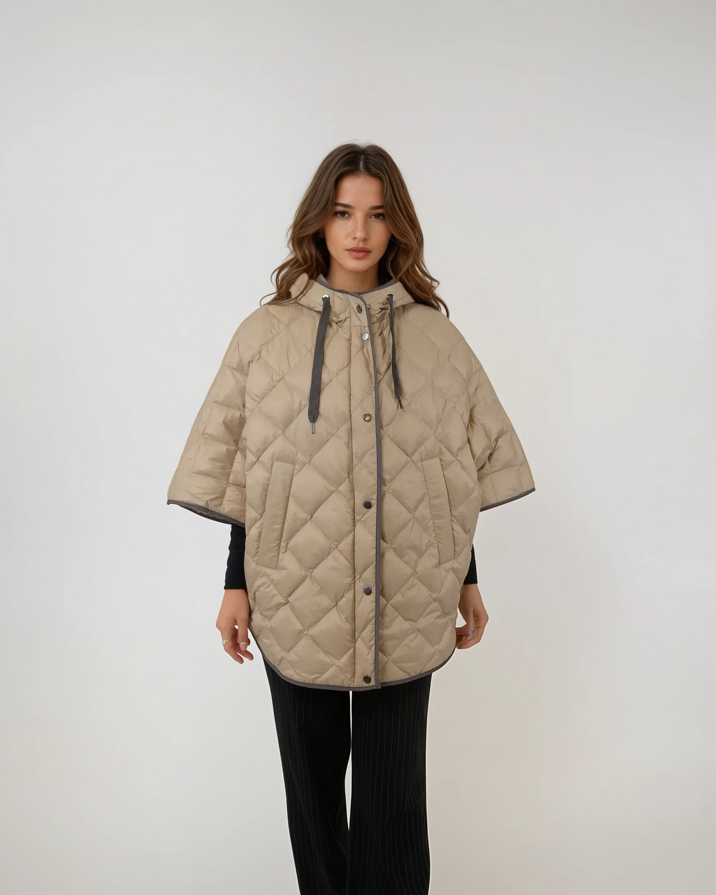 Iseult Poncho, 76 cm. - Textile - Women - Camel