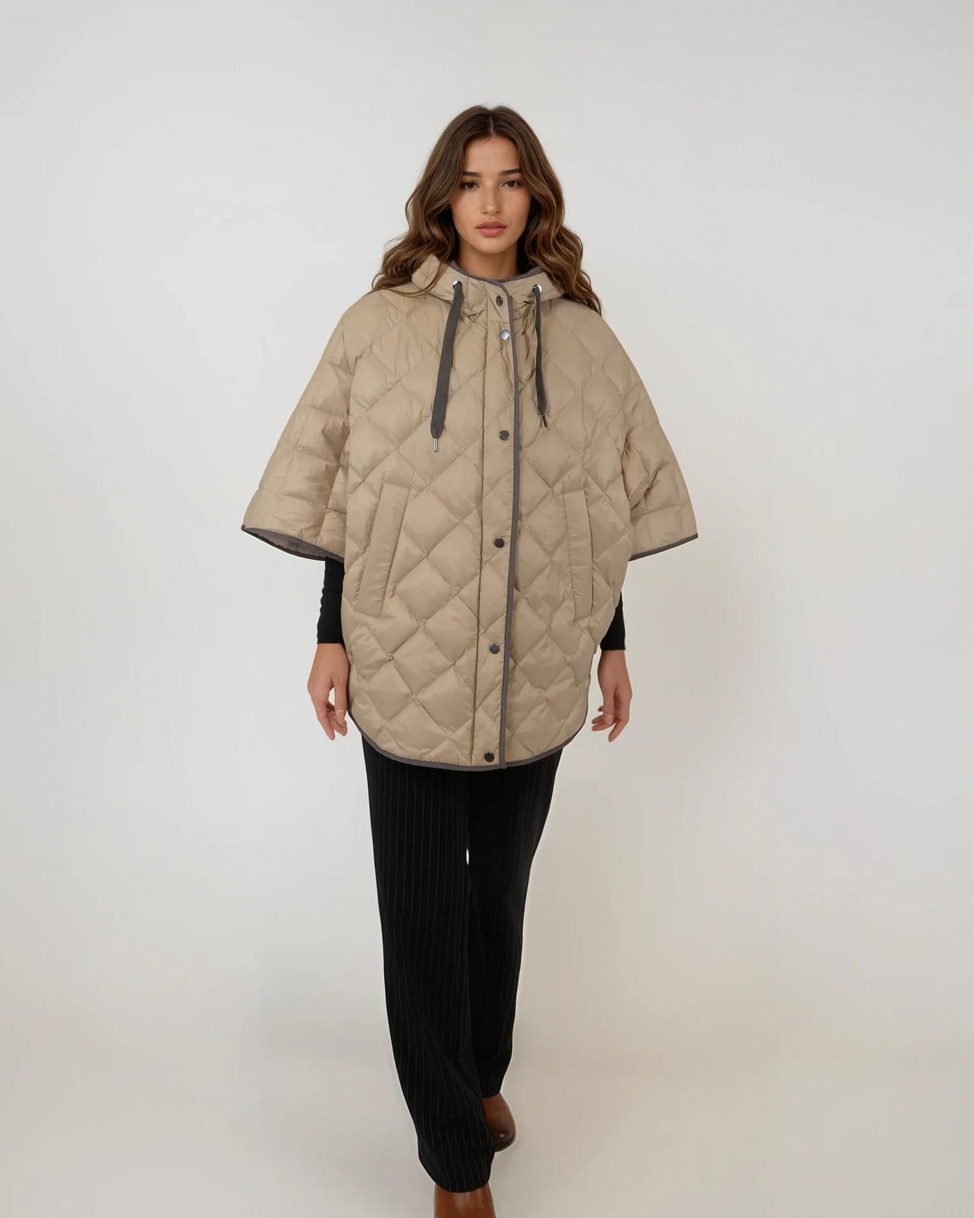 Iseult Poncho, 76 cm. - Textile - Women - Camel