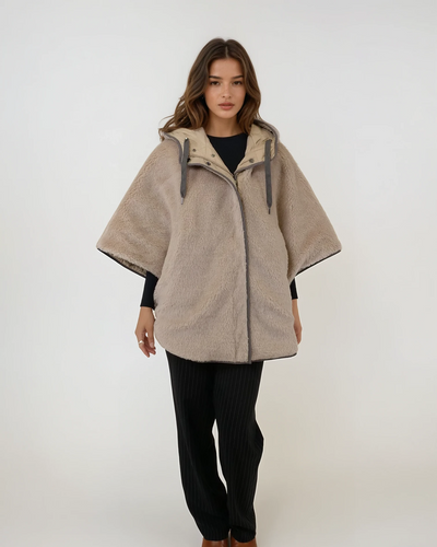Iseult Poncho, 76 cm. - Textile - Women - Camel