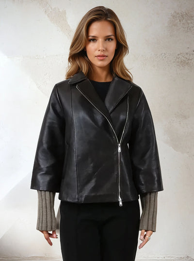 Gemini, 55 cm. - Lamb Dior Bonded Leather-Women - Dark Brown