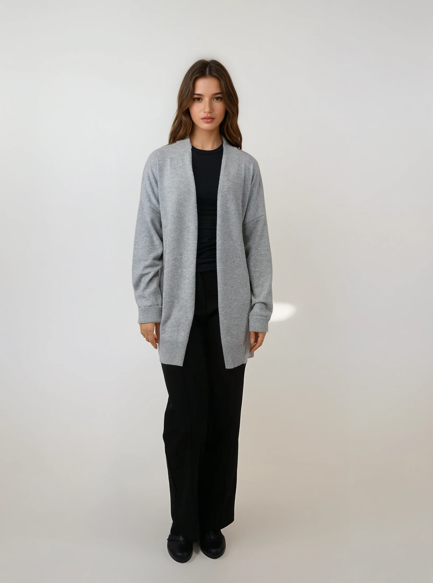 SY-25005 Long Cardigan - 100% Pure Cashmere - Women - Grey