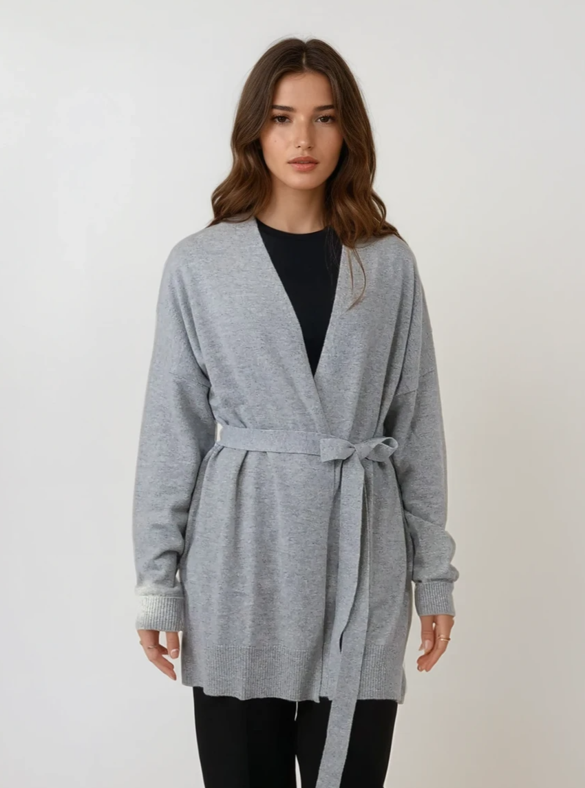 SY-25005 Long Cardigan - 100% Pure Cashmere - Women - Grey