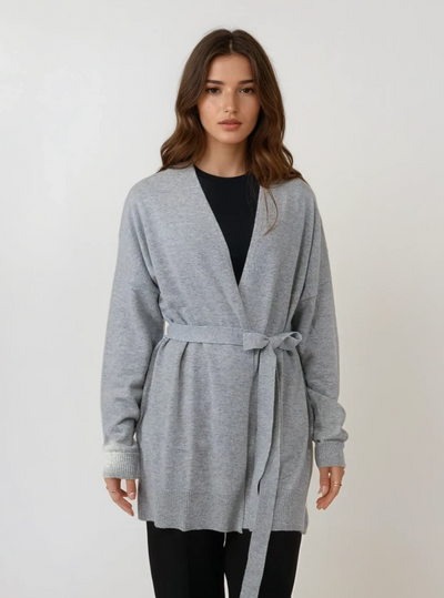 SY-25005 Long Cardigan - 100% Pure Cashmere - Women - Grey