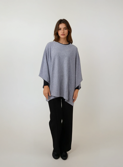 SY-9026 Poncho - 100% Pure Cashmere - Women - Electric Grey