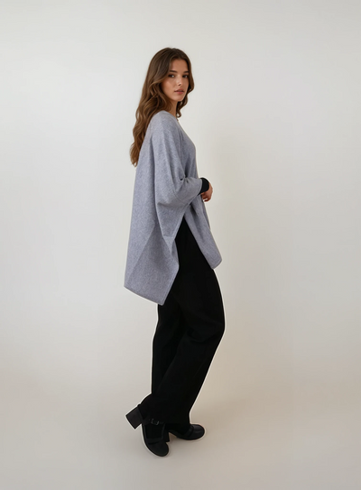SY-9026 Poncho - 100% Pure Cashmere - Women - Electric Grey