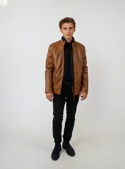 John - Lamb Malli Leather - Man - Tobacco