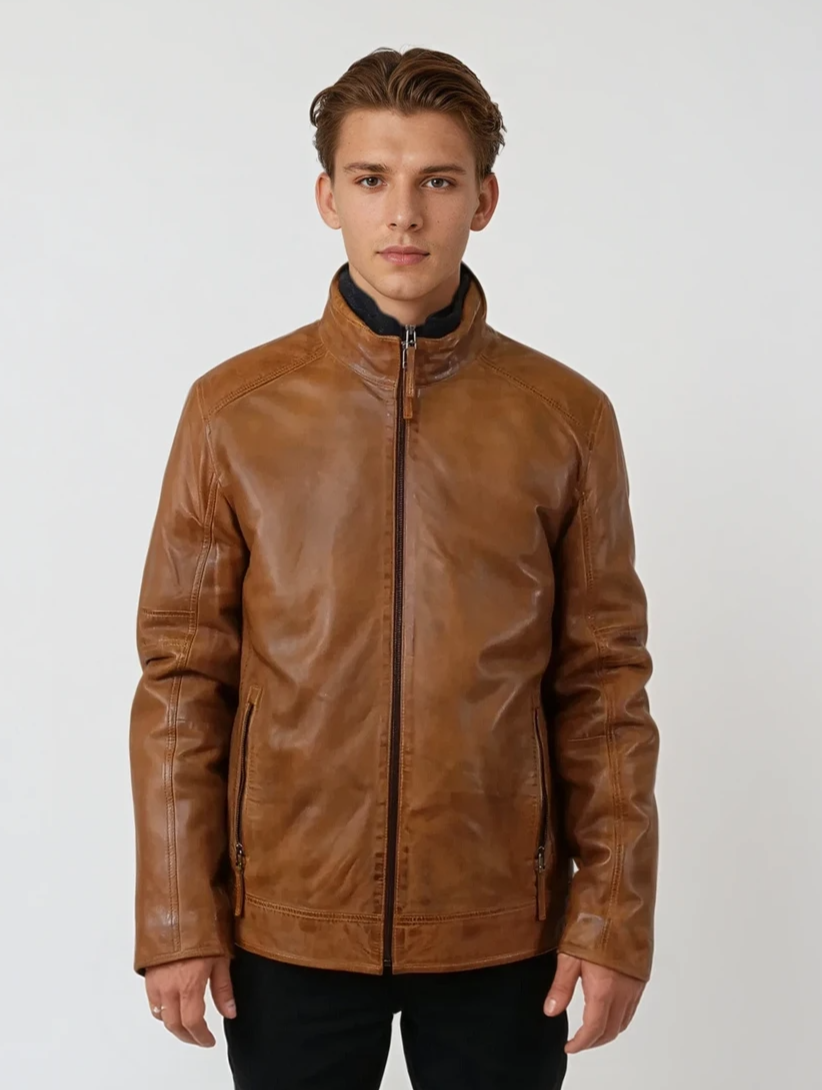 John - Lamb Malli Leather - Man - Tobacco