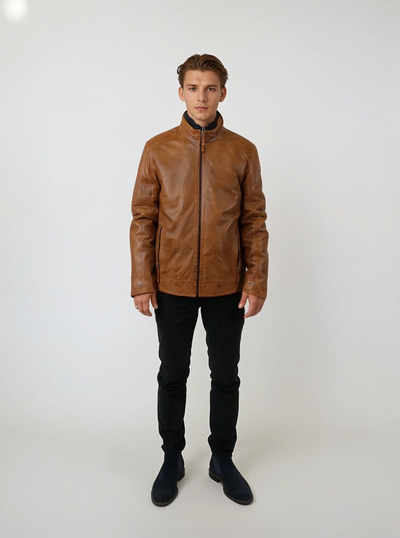 John - Lamb Malli Leather - Man - Tobacco