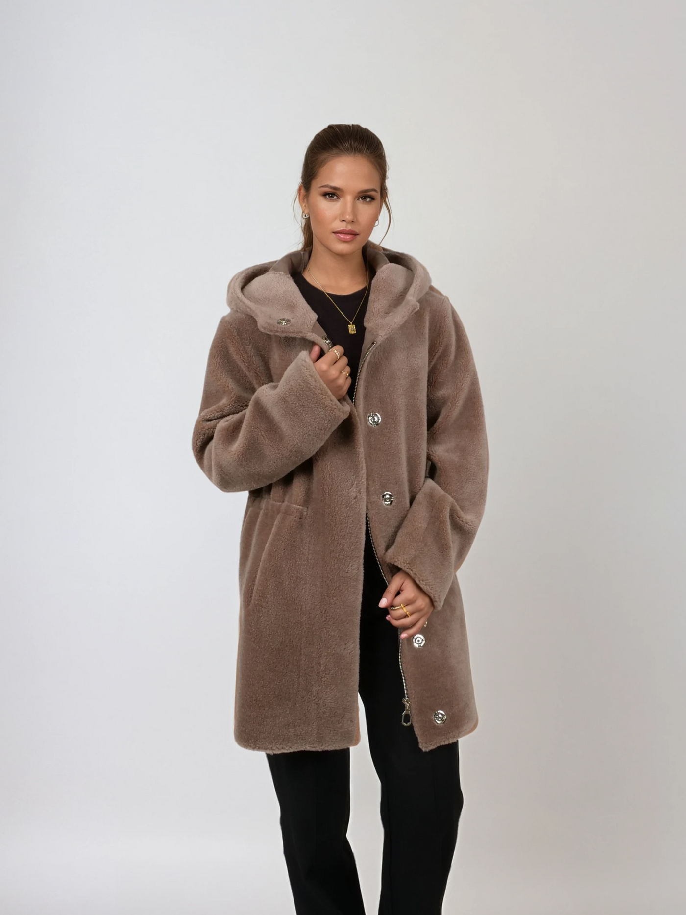 Iric, 85 cm. - Hood - Air Wool - Women - Chestnut