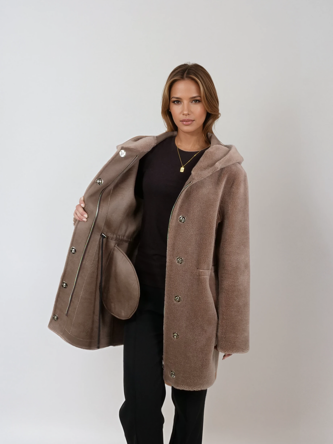 Iric, 85 cm. - Hood - Air Wool - Women - Chestnut