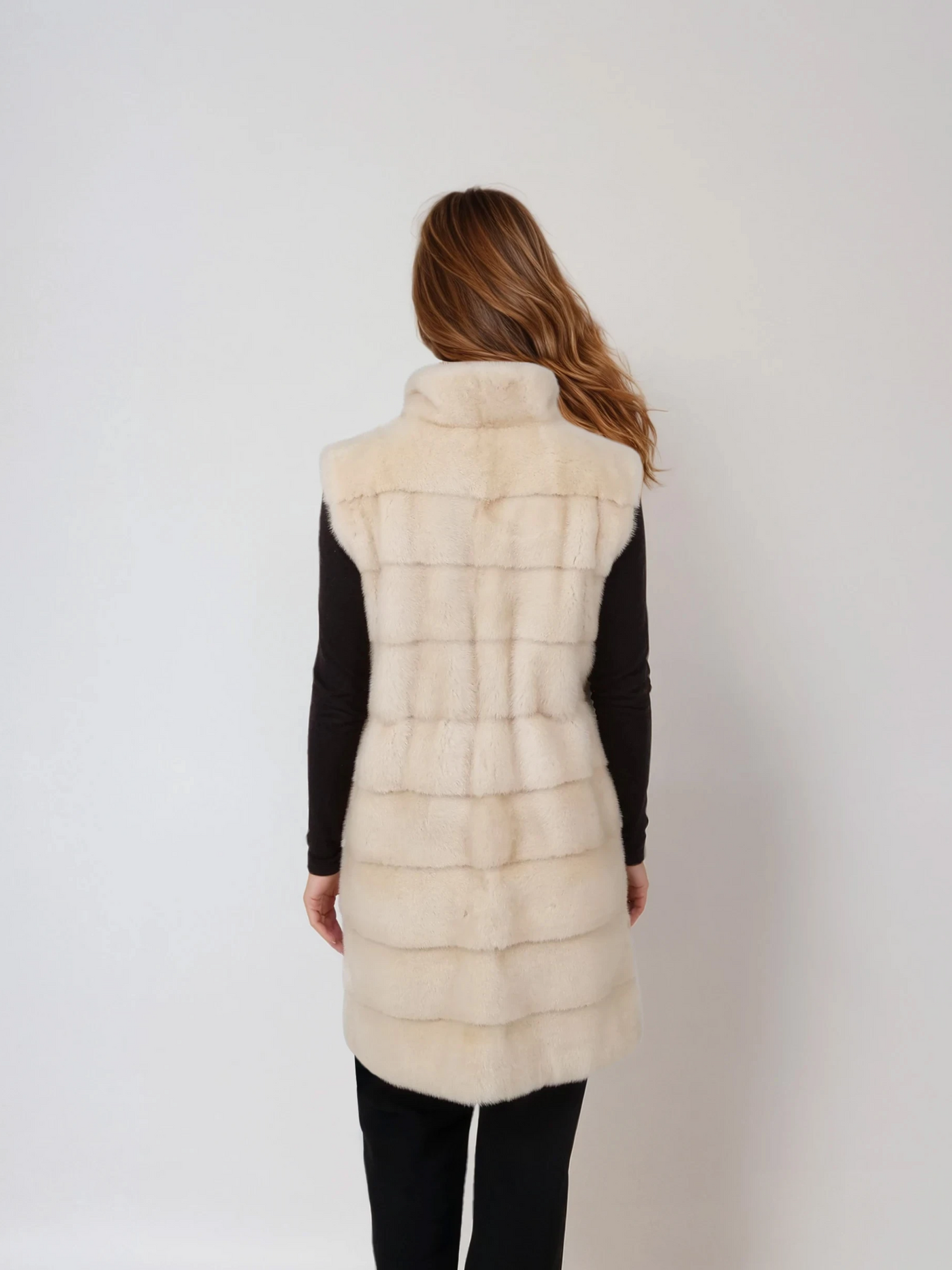 Denise Vest, 90 cm. - Collar - Mink - Women - Ivory