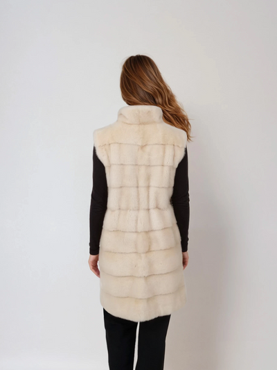 Denise Vest, 90 cm. - Collar - Mink - Women - Ivory